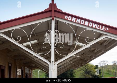 Stazione ferroviaria storica, Ormondville, Central Hawkes Bay, North Island, Nuova Zelanda Foto Stock