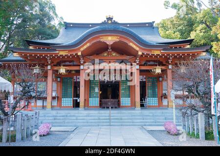 Kyoto, Giappone - Santuario Nagaoka Tenmangu a Nagaokakyo, Kyoto, Giappone. Il Santuario è stato una storia di oltre 1000 anni. Foto Stock