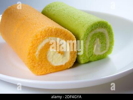 Green pandan e aroma di arancio dolce rotolo Foto Stock