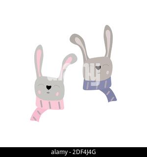 Coniglio di Natale, lepre carino, lepre in sciarpa invernale, illustrazione Illustrazione Vettoriale