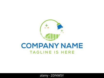 Logo per la pulizia. Modello vettoriale per logo di pulizia e pulizia Illustrazione Vettoriale