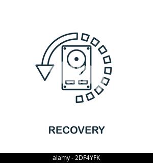Icona di ripristino. Elemento stile linea dalla raccolta dell'organizzazione dati. Icona recupero sottile per modelli, infografiche e altro ancora Illustrazione Vettoriale