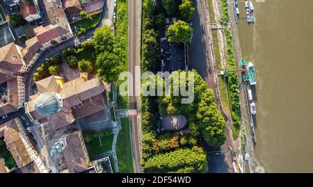 Veduta aerea della città di Boretto, Reggio Emilia, italia Foto Stock