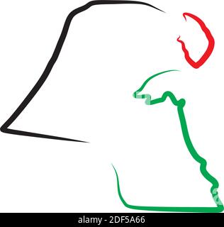 simbolo vettoriale dell'icona del logo della mappa kuwait Illustrazione Vettoriale