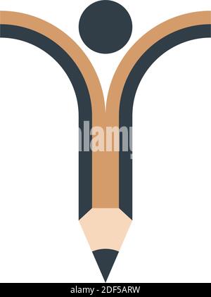 disegno vettoriale dell'icona del produttore del logo dell'uomo della matita Illustrazione Vettoriale