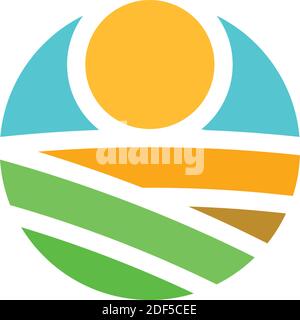 vettore icona orizzontale logo field farm Illustrazione Vettoriale