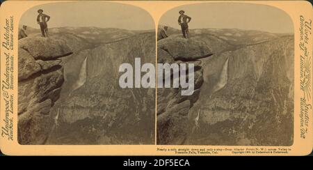 Quasi un miglio diritto, e solo un passo, Glacier Point, Yosemite Valley, California, Stati Uniti, immagine fissa, Stereographs, 1893 - 1904 Foto Stock