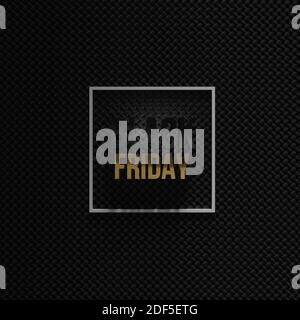 rendering 3d del testo del venerdì nero incorniciato da una forma quadrata su fondo tessuto Foto Stock