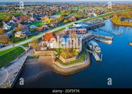 Casa dei traghetti Zollenspieker a Kirchwerder, Vier- und Marschlande, Amburgo, Germania Foto Stock