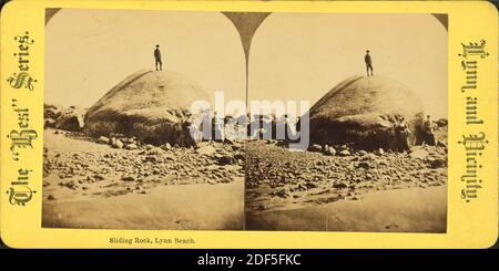Roccia scorrevole, spiaggia di Lynn., immagine fissa, Stereographs, 1850 - 1930 Foto Stock