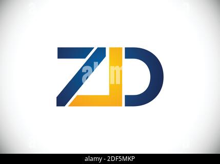 Modello vettoriale di progettazione del logo Z D con lettera monogramma iniziale. Illustrazione Vettoriale