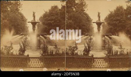 Parco fontana di gioco., immagine, Stereographs, 1850 - 1930 Foto Stock