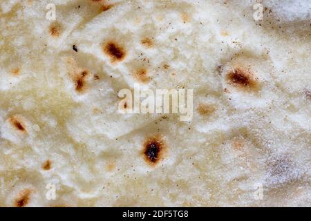 Tortilla macro di farina fresca fatta in casa Foto Stock