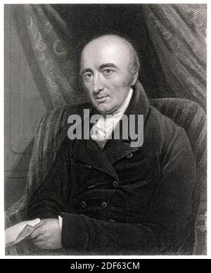 Chimico e fisico inglese, William Hyde Wollaston (1766–1828), incisione ritratto dopo John Jackson, circa 1860 Foto Stock