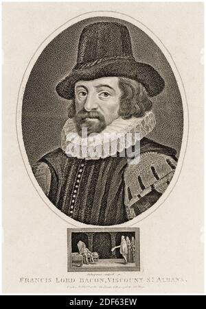 Sir Francis Bacon, 1° Visconte Sant'Alban (1561-1626), statista inglese, incisione ritratto di John Chapman, 1798 Foto Stock