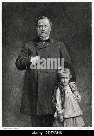 Chimico, biologo e microbiologo francese Louis Pasteur (1822-1895), e sua nipote Camille Vallery-Radot (1880-1927), ritratto di T Johnson dopo la fotografia di ad Braun & Co dopo Bonnat, 1886 Foto Stock