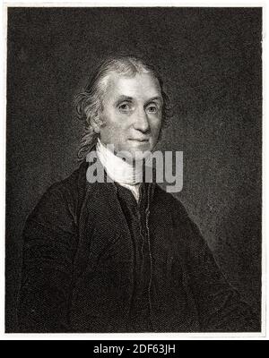 Joseph Priestley (1733-1804), chimico inglese che scoprì l'ossigeno e il ciclo del carbonio, stampa ritratto, 1892 Foto Stock