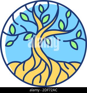 Icona colore RGB albero vita Illustrazione Vettoriale