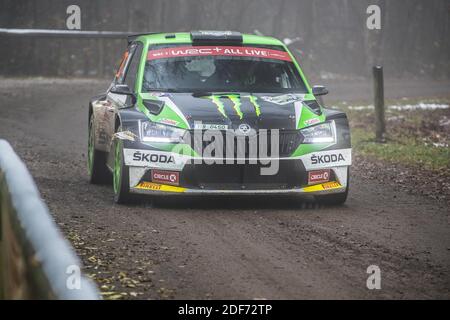 Monza, Italia. 3 dicembre 2020. 27 SOLBERG Oliver, JOHNSTON Aaron, SKODA Fabia Evo WRC3 durante l'ACI Rally Monza 2020, 7° appuntamento del Campionato FIA WRC 2020 dal 3 all'8 dicembre 2020 a Monza, Brianza in Italia - Foto Grégory Lenenmand / DPPI / LM Credit: Paola Benini/Alamy Live News Foto Stock