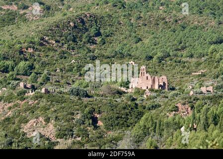 Rovine dell'ex monastero dei Carmelitani Scalzi nel deserto de las Palmas, XVIII secolo, Benicassim, Castello, Spagna, Europa Foto Stock