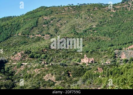 Rovine dell'ex monastero dei Carmelitani Scalzi nel deserto de las Palmas, XVIII secolo, Benicassim, Castello, Spagna, Europa Foto Stock