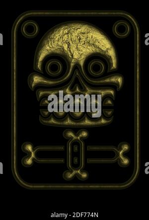 Immagine del timbro Aztec con cranio Foto Stock