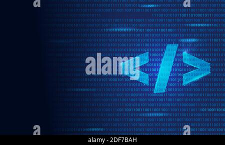 Struttura a reticolo di codice binario geometrico disegno poligonale. Illustrazione vettoriale digitale in poly bassa. Struttura di connessione leggera di grafica moderna. Foto Stock