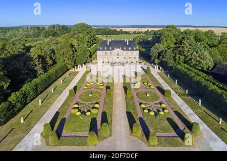 Francia, Calvados, il castello di Vendeuvre (vista aerea) Foto Stock