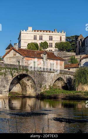 Francia, Dordogna, Perigord verde, Bourdeilles, Castello di Bourdeilles Foto Stock