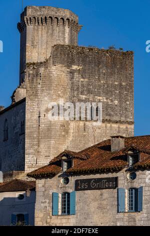 Francia, Dordogna, Perigord verde, Bourdeilles, Castello di Bourdeilles Foto Stock