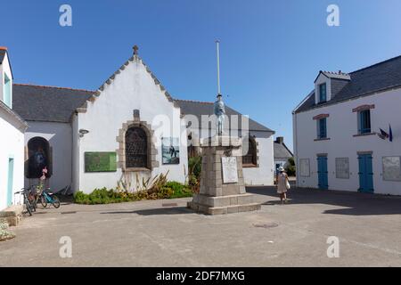 Francia, Morbihan (56), Houat, le bourg et ses maisons typiques Foto Stock