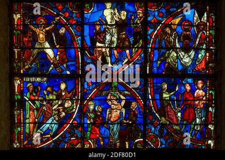 Francia, Yonne, Auxerre, Cattedrale di Saint Etienne, vetrate Foto Stock