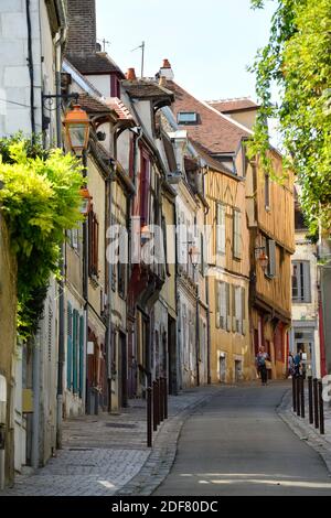 Francia, Yonne, Auxerre, Marine District, Rue Sous Murs Foto Stock