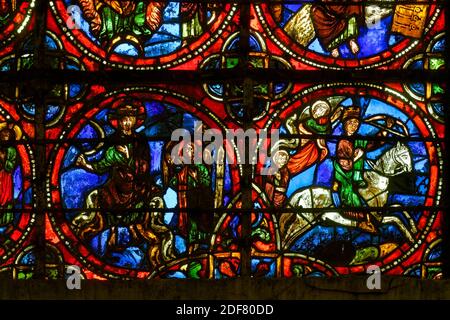 Francia, Yonne, Auxerre, Cattedrale di Saint Etienne, vetrate Foto Stock