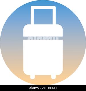 Simbolo del bagaglio di un set. Icona bagagliaio bianca, sul pulsante gradiente. Da utilizzare per banner, schede, poster, brochure, banner, app, web design. Facile da modificare. Vettore Illustrazione Vettoriale