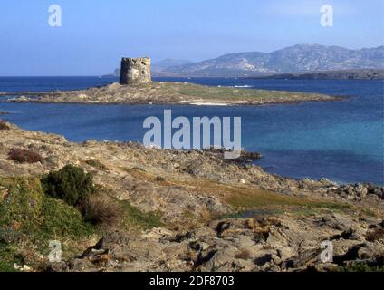 Stintino, spiaggia la Pelosa. Sardegna, Italia (scansionato da Fujichrome Velvia) Foto Stock