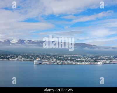 Vista ad Akureyri in Islanda Foto Stock