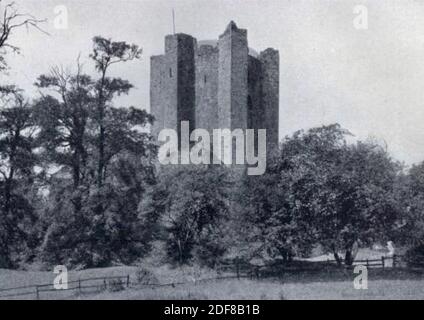 Antica fotografia d'epoca del Castello di Conisbrough, Doncaster, South Yorkshire, Inghilterra. Foto Stock