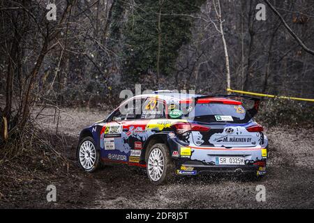 Monza, Italia. 3 dicembre 2020. 25 Jari HUTTUNEN (fin), Mikko LUKKA (fin), Hyundai i20 R5, Hyundai Motorsport N WRC 2, azione in occasione dell'ACI Rally Monza 2020, 7° appuntamento del Campionato FIA WRC 2020 dal 3 all'8 dicembre 2020 a Monza, Brianza in Italia - Foto François Flamand / DPPI / LM Credit: Paola Benini/Alamy Live News Foto Stock