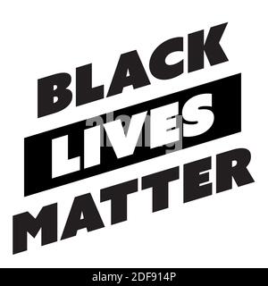 Bandiera quadrata ad alto contrasto di BLM, Black Lives Matter - movimento di protesta contro gli incidenti di brutalità della polizia e tutte le violenze razziali contro i neri. Semplice illustrazione vettoriale piatta. Illustrazione Vettoriale