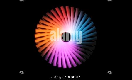 Primo piano di un pattern 3D dinamico astratto di cerchi con una bella forma multicolore, rendering 3d Foto Stock