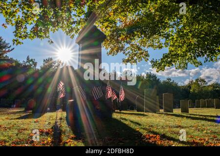 I tramonti sul Cimitero superiore a Phillipston, Massachusetts Foto Stock