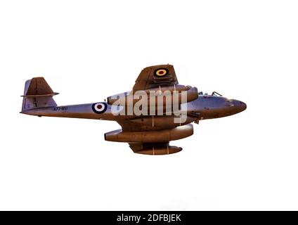 Gloster Meteor F8 in volo al Tempora Warbirds Downunder Air Show 2018 in Australia Foto Stock