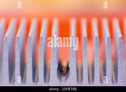 Macro di scambiatore di calore passivo con dissipatore di calore in alluminio Foto Stock