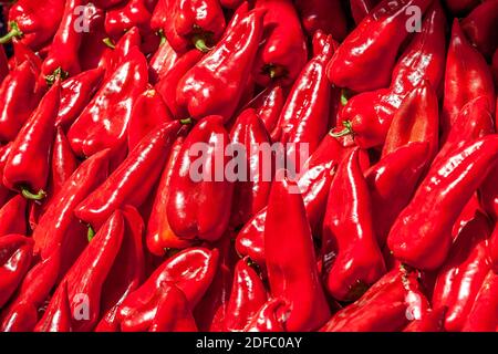 capia pepe alla bancarella del mercato, giorno di sole Foto Stock