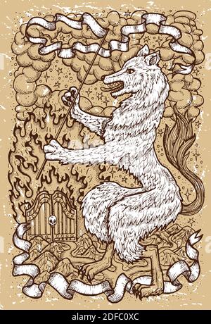 Simbolo zodiaco animale, oroscopo e vettore astrologico. Disegno grafico Illustrazione Vettoriale