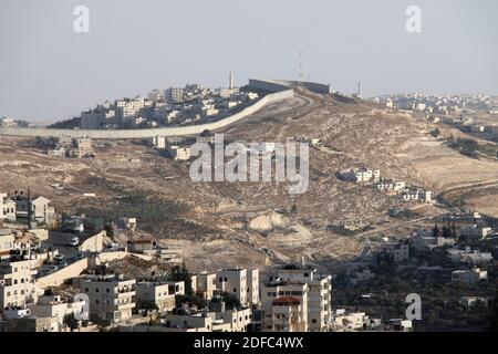 Israele, Gerusalemme, muro di separazione tra Israele e Palestina Foto Stock