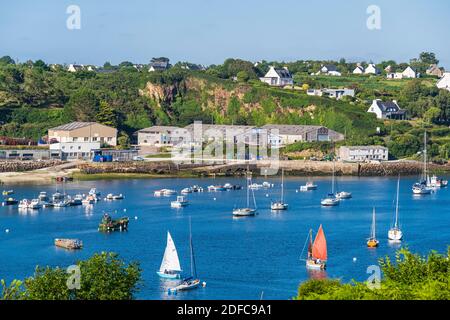 Francia, Finistere, Paese di Abers, Costa di Legendes, Aber Benoit, Port du Vilh Foto Stock