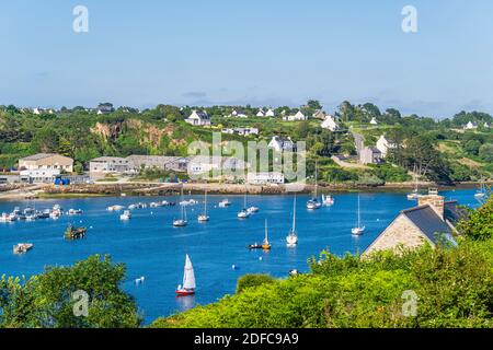 Francia, Finistere, Paese di Abers, Costa di Legendes, Aber Benoit, Port du Vilh Foto Stock