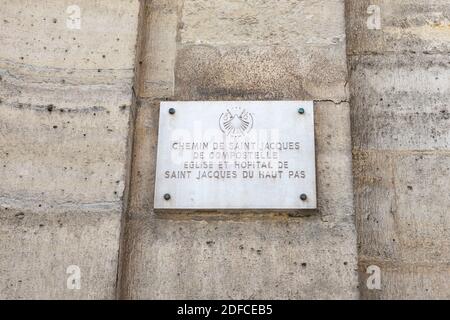 Francia, Parigi, chiesa di Saint Jacques du Haut Pas, strada di Saint Jacques de Compostelle Foto Stock